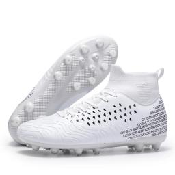 Sapatos de futebol alto para homens e mulheres, espigões antiderrapantes, ténis de futebol cravejados, sapatos de treino de futsal para meninos, brancos, tamanho 36-48 - Image 6