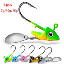 Conjunto de iscas de pesca de alto desempenho, conjunto de 5 peças, conjunto de cabeça do gabarito, manivela ganchos, verme macio, wobbler, 7g/10g/15g - Image 1