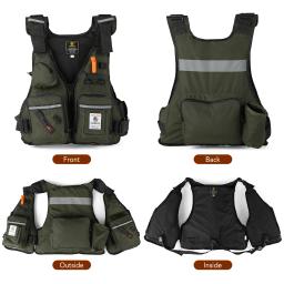 Casaco salva-vidas profissional masculino, fato flutuante, coletes de pesca portáteis, bolsos múltiplos, impermeável, colete ajustável para pesca marítima, novo, 2023 - Image 4