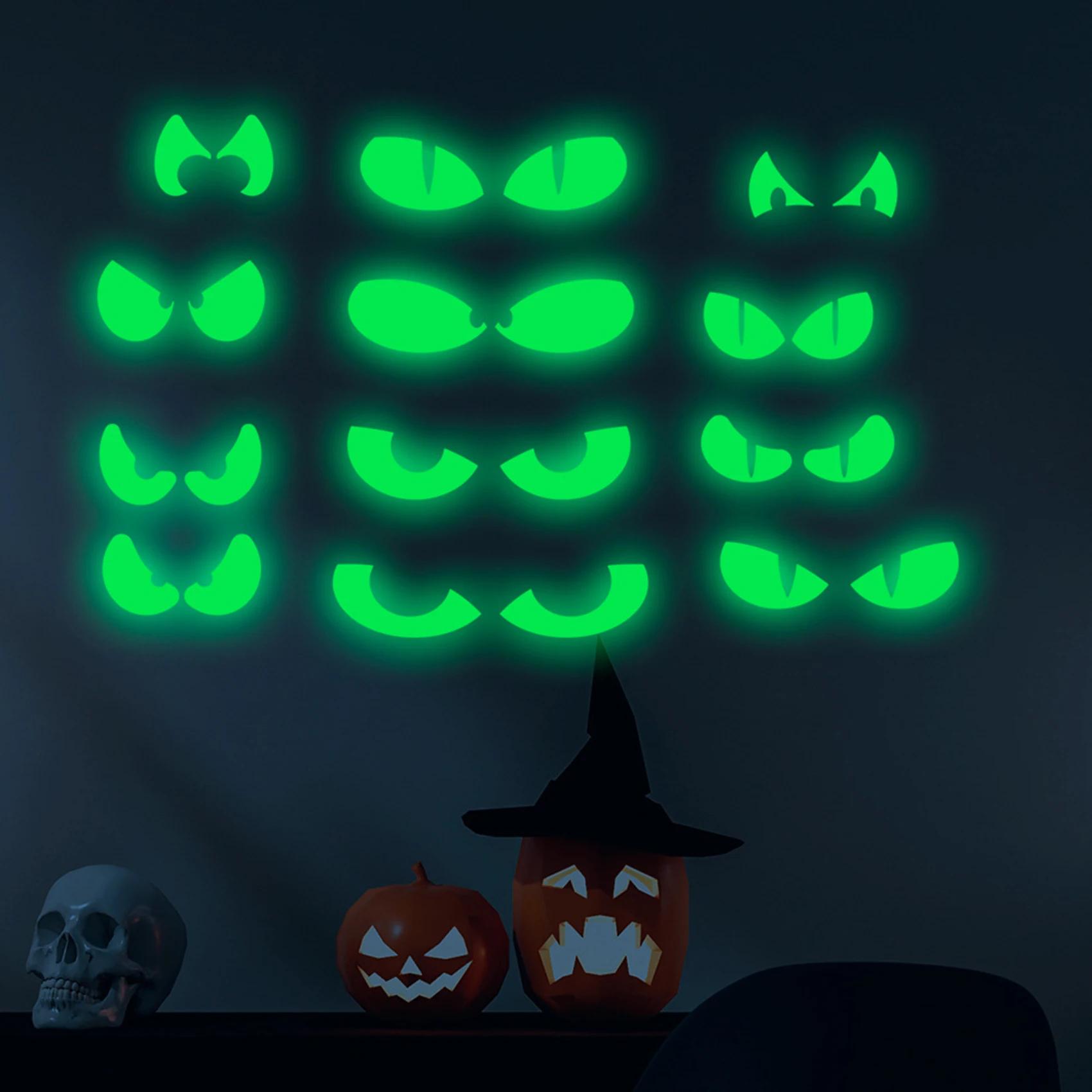 36/pcs decalques de parede luminosos de Halloween que brilham no escuro olhos adesivo de janela para decoração de Halloween para suprimentos de festa em casa - Image 1