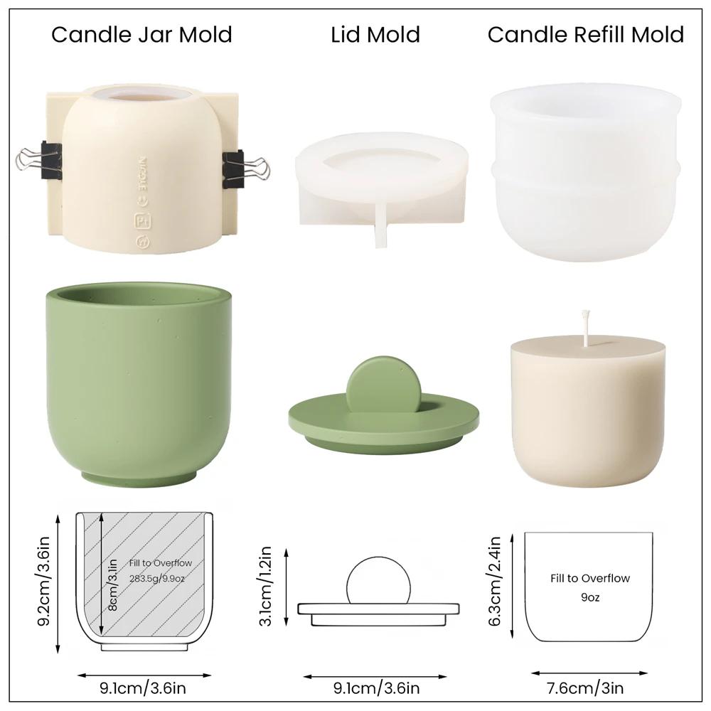 Nicole Simples Jarra De Vela Com Tampa Molde De Silicone 9OZ