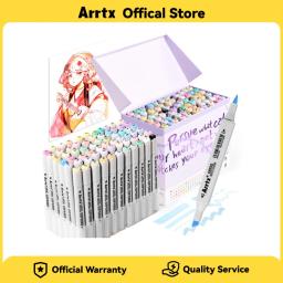 Arrtx 66 cores marcadores pastel oros/alp marcadores de arte de esboço de ponta dupla para artista adulto marcadores de álcool para esboçar colorir - Image 1