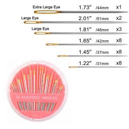 Agulhas de costura sortidas para costura, agulha de costura Premium Hand Tool, 6 tamanhos diferentes, 30 Contagem, 1 pacote - Image 2