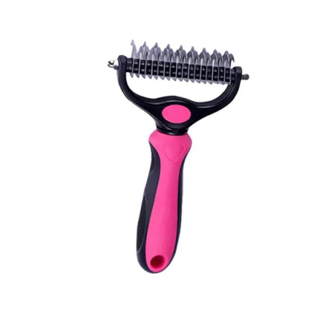 Pente Desembaraçador Dupla Face em Aço Inoxidável para Cães - Escova Profissional de Grooming para Remover Pelos e Nós