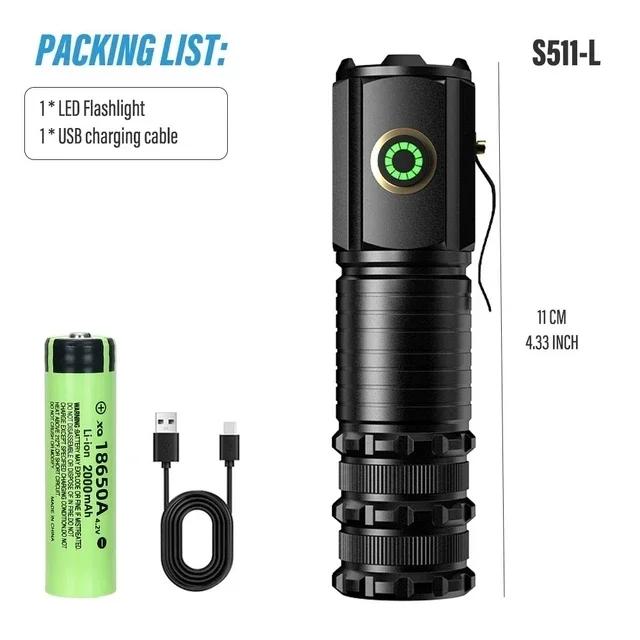 Lanterna LED de Alumínio Recarregável com Ímã e Bateria 18650 – Tocha de Alta Qualidade para Camping e Caminhadas ao Ar Livre com 3 LEDs SST20