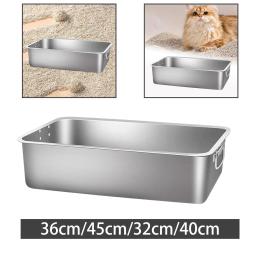 WC portátil do animal de estimação do aço inoxidável, caixa do lixo do gato, banheiro para gatos internos, bandeja de areia aberta - Image 3