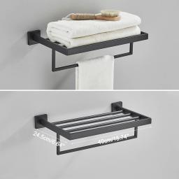 Preto casa de banho 40cm acessórios conjunto de montagem na parede de aço inoxidável barra de toalha rack rolo de papel higiênico titular robe gancho cabide ferragem - Image 6