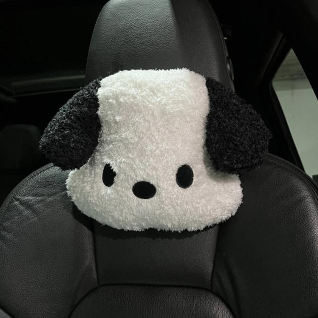 Confortável Encosto de Cabeça em Formato de Carro Cartoon para Viagens - Travesseiro de Pescoço de Pelúcia com Design de Cão, Ideal para Quatro Estações, 1 Peça