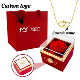 Dropshipping caixas de embalagem personalizadas vida eterna flor caixa de presente coração personalizar carta colar presente do dia dos namorados para ela - Image 1