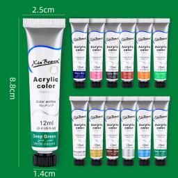 Xin bowen 12ml conjunto de tinta acrílica de 12 cores, tinta colorida para roupas de tecido, desenho de vidro de unhas, pintura à prova d'água, materiais de arte - Image 4