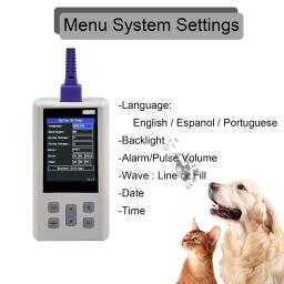 Oxímetro de pulso portátil para veterinário, monitor de freqüência cardíaca com memória, vital, SPO2, PR, PI, adulto, neonatal, animais domésticos, hospital, clínica, agregado familiar - Image 4