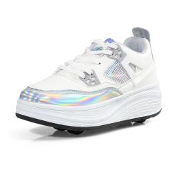 Sapatos de caminhada invisíveis de quatro rodas para meninos e meninas estudantes patins de rolo uso automático patins inline das crianças - Image 5