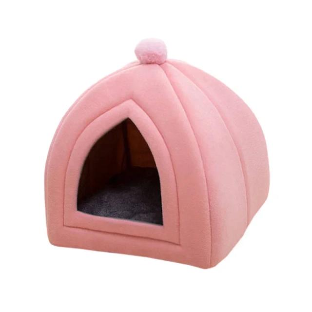 Cama Aconchegante para Gatos com Tapete e Tenda, Ideal para Inverno e Outono, Caverna Interior para Animais de Estimação