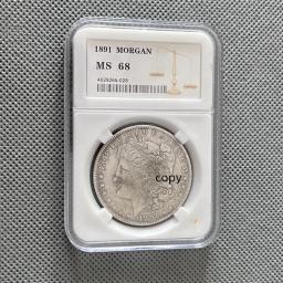 US Morgan 1Dollar Prata Réplica Moeda Comemorativa, 1891 - Image 1