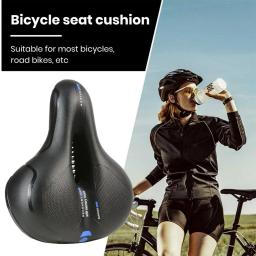 Confortável assento de bicicleta com almofada de espuma, absorção de choque, tira reflexiva, ampla bicicleta sela substituição - Image 2