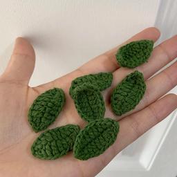 Patches de linha de algodão artesanal folha verde, DIY Woven Leaf Decorações, ornamento, 3 cores, 15pcs por lote - Image 1