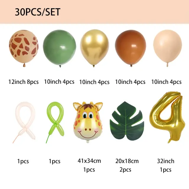 Kit de Balões Verde Abacate para Decoração de Aniversário Infantil - 30 Peças para Meninas de 1 a 3 Anos