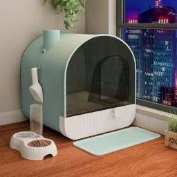 Caixa de areia para gatos, totalmente fechada, tipo corredor, grande ninhada de gato, vaso sanitário extragrande, modernos suprimentos para animais de estimação - Image 1