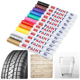 Impermeável permanente pintura canetas, marcadores brancos, 12 cores, óleo à base, ponta média, marcador de metal, rocha, madeira, tecido, canecas, 1 pc, 2pcs - Image 1