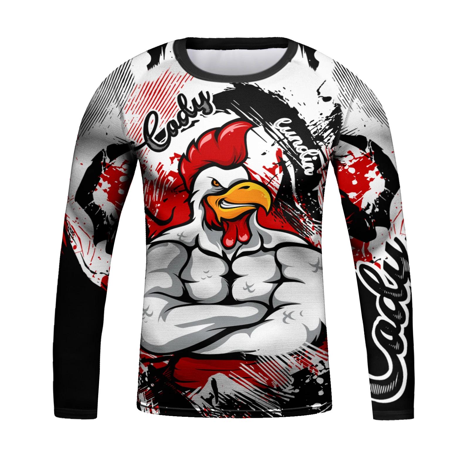 Cody Lundin-Kimonos personalizados de Jiu Jitsu para crianças, camisas de compressão para meninos e meninas, equipamento MMA, manga comprida Rashguard, blusa UV infantil - Image 1