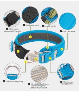 Personalizado AirTag Dog Collar, Ajustável Nylon Reflexiva Acolchoada Pet Collar, Pequeno, Médio, Grande Acessórios - Image 2
