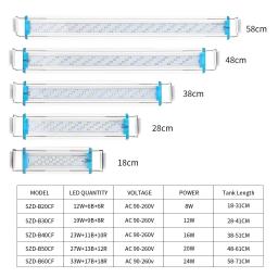 18 ~ 70cm ultra fino suporte de tanque de peixes luz aquário iluminação led para clipe extensível lâmpada 220v aquário luzes suprimentos - Image 5