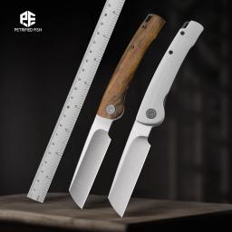 Petrificado Fish-PFE04 faca dobrável com cabo de madeira G10, ferramentas de aço para carpintaria, acampamento ao ar livre, sobrevivência, pesca, corte, EDC, 154cm - Image 1