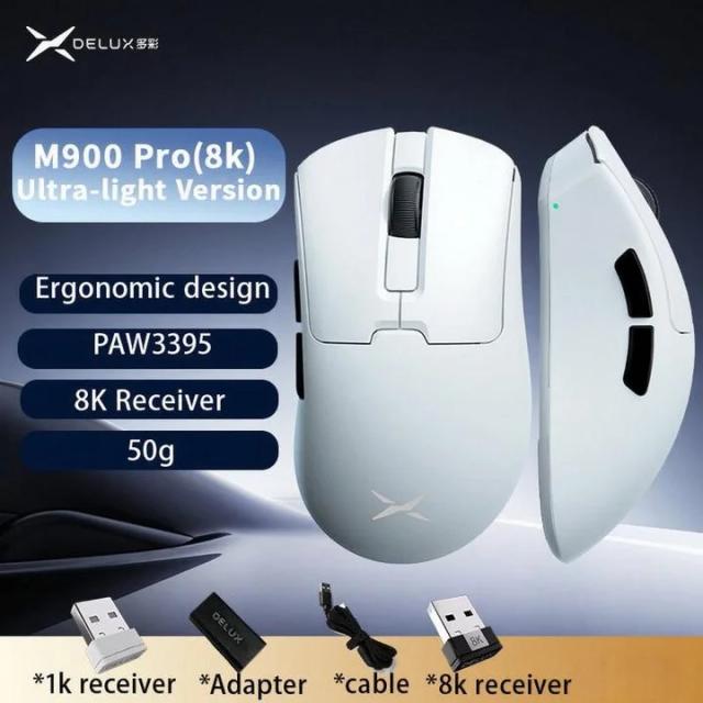 Delux M900PRO Ultraleve Mouse Gamer Ergonômico 50g 1K/8K