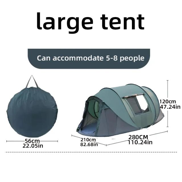 Barraca portátil pop-up para 5-8 pessoas, barraca de barco de acampamento à prova d'água, adequada para acampamento, caminhadas, barraca de viagem