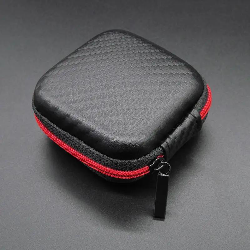 Portátil mini zíper quadrado duro asismic umidade-prova fone de ouvido saco caixa de armazenamento fone de ouvido caso para cartões sd tf transportadora bolsa - Image 1