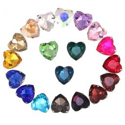 Strass de vidro em formato de coração com garra costurar em pedra de cristal strass diamante prata base de metal cristais para bordado - Image 1