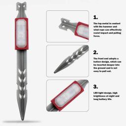 Tent Pegs com luzes LED, dossel, Stakes prego, luzes à terra, toldo, rede, Camping Acessórios, 6 pcs, 4 pcs, 1 pc - Image 6