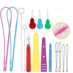 Threader cordão conjunto ferramentas de substituição cordão plástico e metal agulha threader ferramenta loop turner gancho costura suprimentos - Image 1