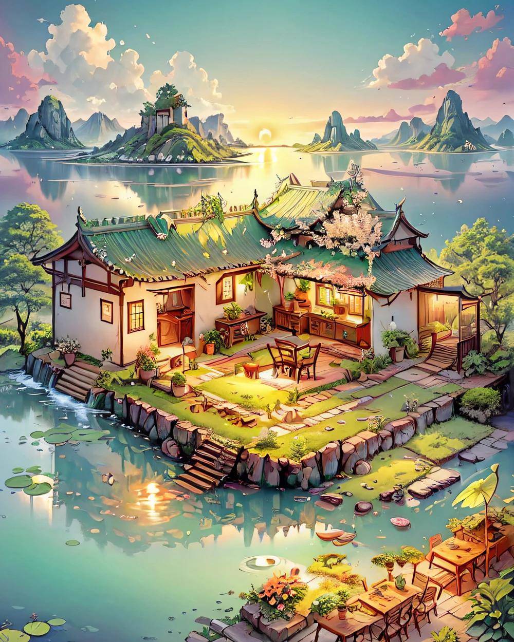 DIY pintura acrílica por Numbers Kit, pintura à mão, cidade pequena, desenhos animados no jogo, arte acrílica, arte presente, decoração para casa - Image 1