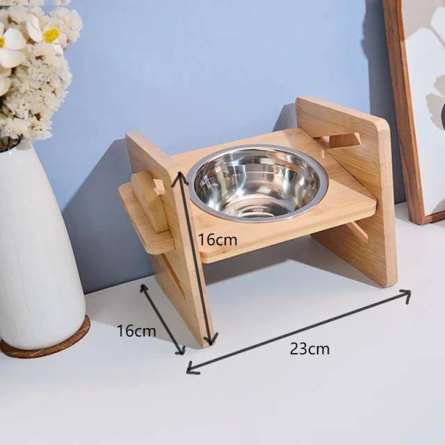 Tigelas Ajustáveis Elevadas para Cães e Gatos com Suporte de Bambu - Acessório Ideal para Alimentação de Filhotes e Adultos