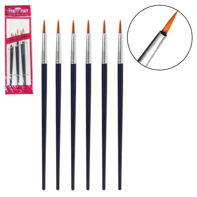 Kit Prático de 6 Pincéis Aromáticos com Ponta Arredondada em Vários Tamanhos para Aquarela