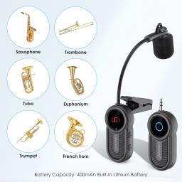 Saxofone microfone equipamento de palco profissional uhf conectar trompete trombone especial gravação profissional ao ar livre performa - Image 6