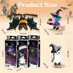 Crianças dos desenhos animados halloween 3d tridimensional quebra-cabeça brinquedos diy quebra-cabeça papel criativo bruxa fantasma morcegos modelo montagem brinquedos - Image 5
