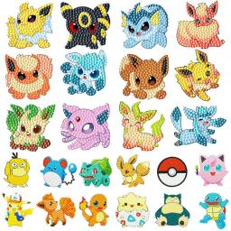 12 pçs pokémon pintura diamante adesivos kits para crianças diy diamante arte mosaico adesivo por números kits artesanato decoração presentes para iniciantes - Image 1