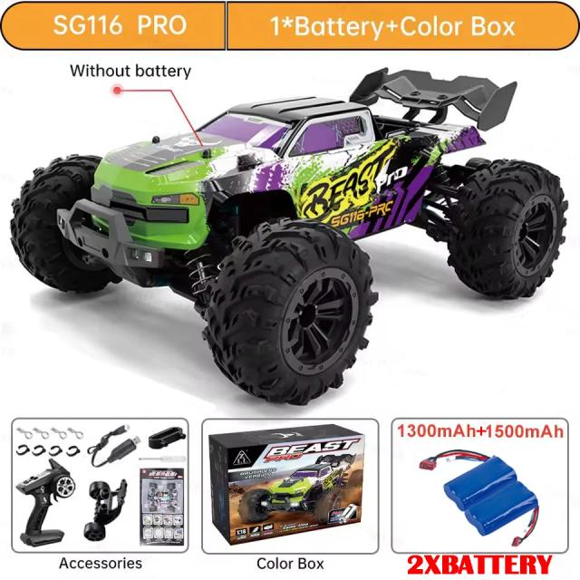 SG116 MAX/PRO Carro RC Corrida de Alta Velocidade 1:16 80km/h ou 40km/h Motor Brushless 4WD Off Road