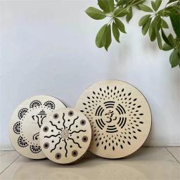 Arborea-Tambor de Madeira Sólida, Tambor Mão com belo padrão, Yoga e cura, Sea Wave Sound, Meditação, 8 ", 10", 12" - Image 1