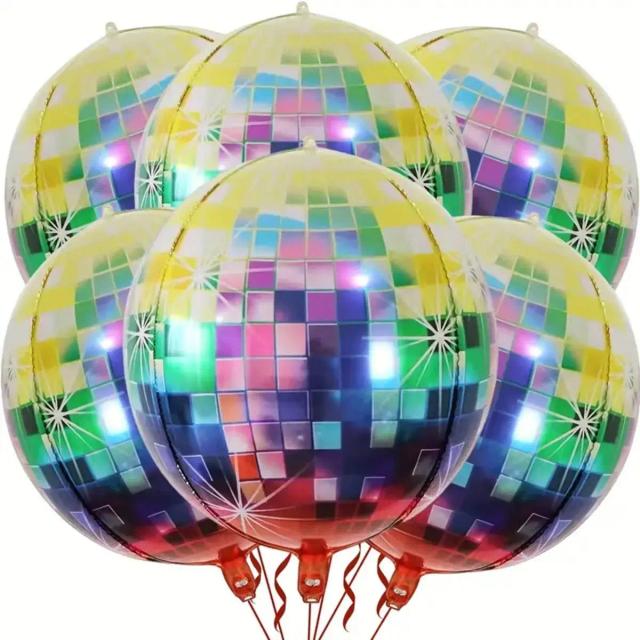 Balões 4D Prata Laser para Decoração de Festas - 6 Peças de 22" para Aniversários e Despedidas de Solteiro