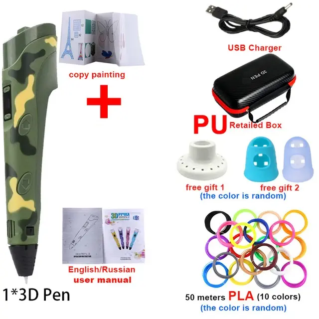 Caneta 3D DIY para Crianças com Filamento PLA de 50m, Ideal para Pintura e Brinquedos Criativos - Presente Perfeito para Natal e Aniversário