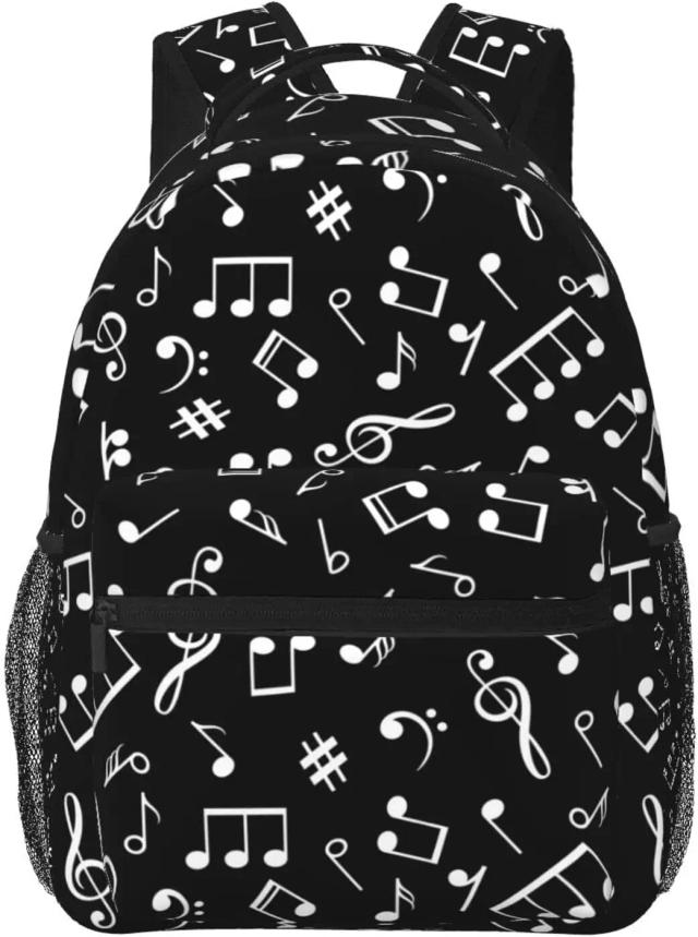 Mochila Piano Music Note Unissex para Computador e Atividades ao Ar Livre, Estilo Fashion e Prático