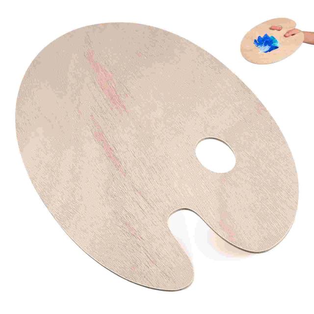 Misturador de Paletas de Cores para Pintura a Óleo em Madeira Oval - Bandeja de Pintura Acrílica 20x30cm, Ideal para Estudo e Criação Artística