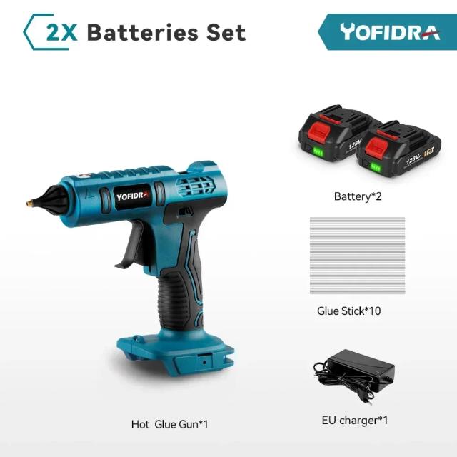 Pistola de Cola Quente Yofidra 100W 260° - Ferramenta Elétrica de Alta Temperatura para Artesanato e Reparos com Bateria Makita 18V