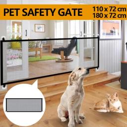 Cercas de barreira para cães de estimação, com 4 peças de gancho, rede isolada para animais de estimação, portão de escadas, novo cercadinho dobrável de malha respirável para cerca de segurança de cães - Image 1
