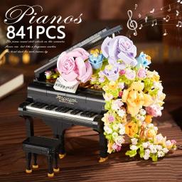 Mini Piano Violino Blocos de Construção, Instrumento Musical, Flor Preservada, Cachoeira, Tijolos Modelo DIY, Brinquedos Infantis, Presentes de Férias - Image 3