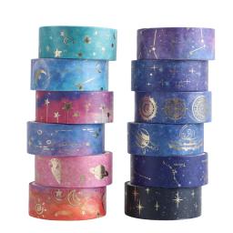 Série Star Fita Bronzing e Papel, DIY Artesanal, Adesivos Decorativos para Tenda, Fita Criativa, 12 Rolos por Conjunto - Image 4