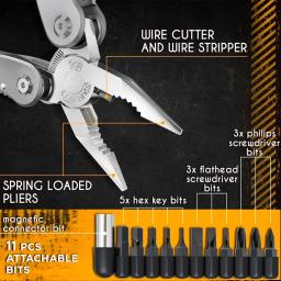 Alicata Multitool com Multi-ferramenta Profissional para Sobrevivência, Acampamento e Caça, Presentes para Homens, Pai, Banda Hus, 24-in-1 - Image 3